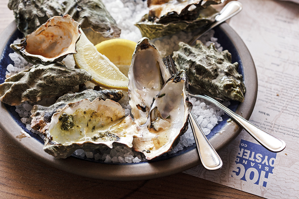 finished plate of oysters at hog island oyster co in california