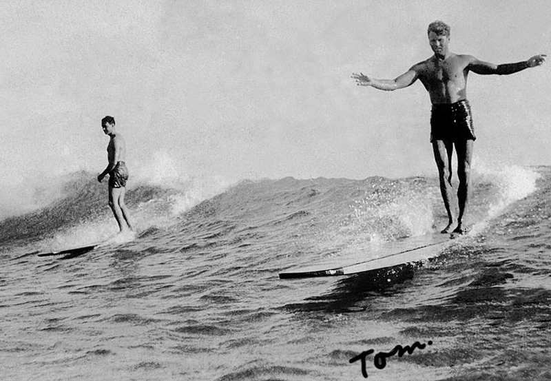 Tom Blake surfing at Waikiki